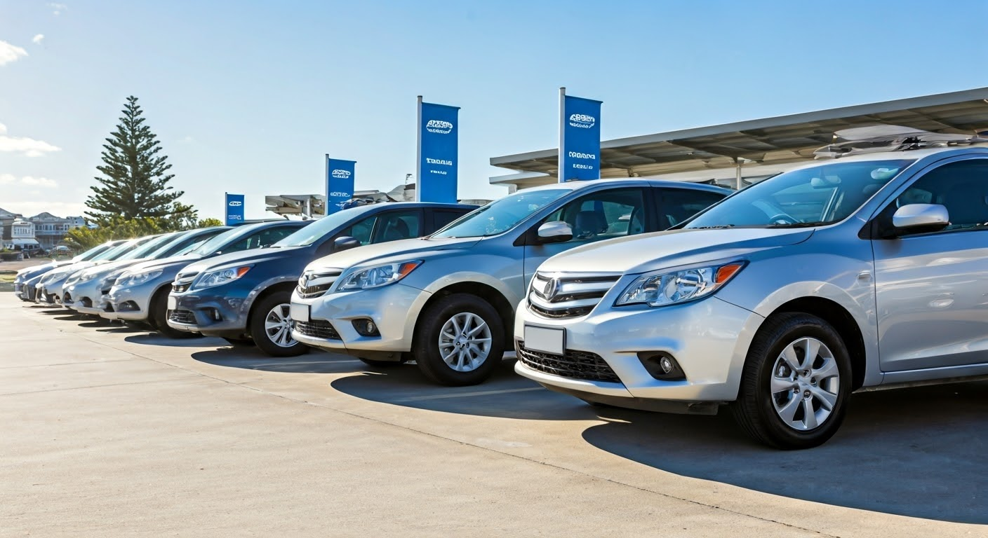 Family selecting rental car in Coolangatta